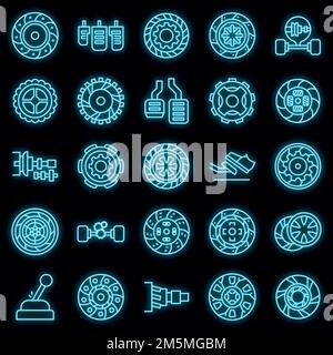 Clutch icon. Outline clutch vector icon neon color on black Stock Vector