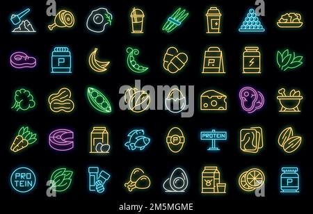 Protein nutrient icon. Outline protein nutrient vector icon neon color on black Stock Vector