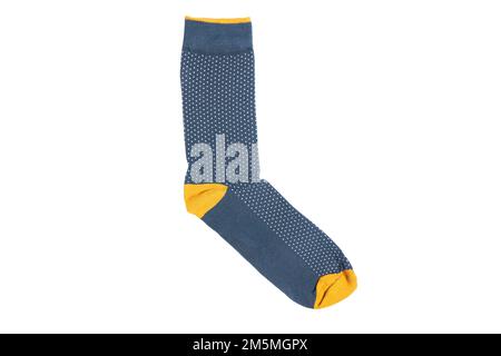 Sock with different lines isolated on white background. Colorful sock on white background. Stock Photo