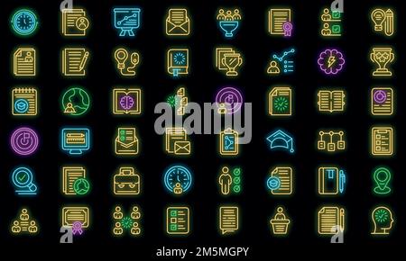 Education workflow icon. Outline education workflow vector icon neon color on black Stock Vector