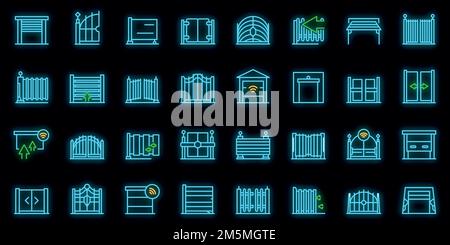 Automatic gate icon. Outline automatic gate vector icon neon color on black Stock Vector