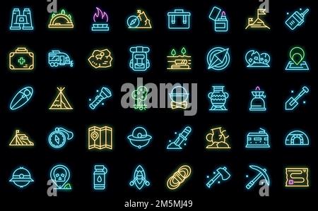 Expedition icon. Outline expedition vector icon neon color on black Stock Vector