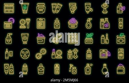 Korean cosmetics icon. Outline korean cosmetics vector icon neon color on black Stock Vector