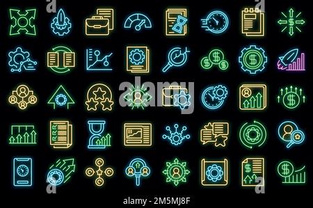 Performance management icon. Outline performance management vector icon neon color on black Stock Vector