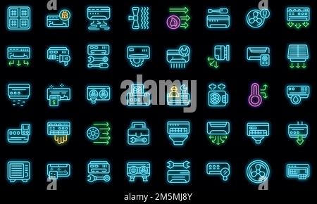 Repair air conditioner icon. Outline repair air conditioner vector icon neon color on black Stock Vector