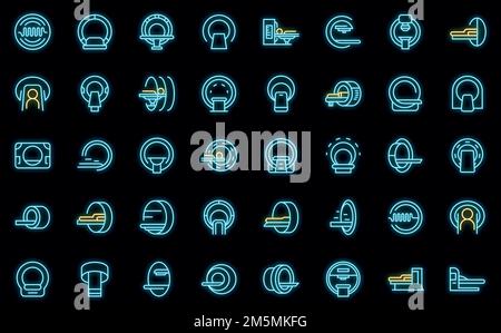 Magnetic resonance tomography icons set outline vector. Medical ct scan. Radiology scanner Stock Vector