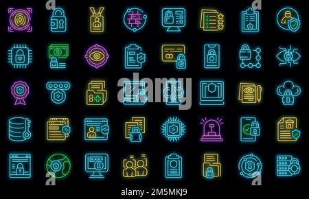 Privacy Policy icons set outline vector. Gdpr safety standard. Europe data secure Stock Vector