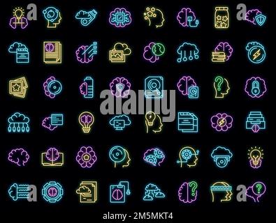 Memory icons set outline vector. Brain care. Awareness creative Stock Vector