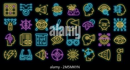 Visual perception icons set outline vector. Future trendy. Augmented reality Stock Vector