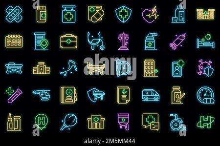 Hospitalization icons set outline vector. Medical health. Bed insurance Stock Vector