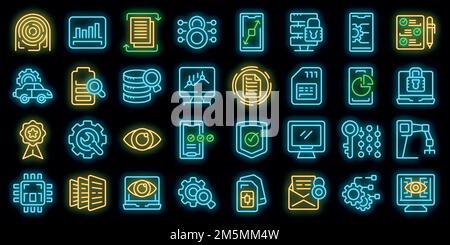 Technical overview icons set outline vector. Camera specification. Dual memory Stock Vector