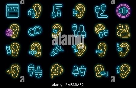 Earplugs icons set outline vector. Anti care device. Ear plug protection Stock Vector