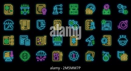 Risk management icons set outline vector. Company enterprise. Business corporate Stock Vector