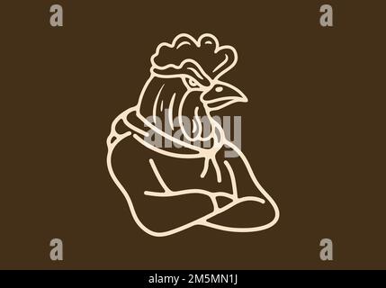 Illustration art design of rooster wearing a hoodie Stock Vector