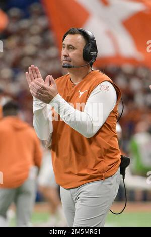 Texas Longhorns head coach Steve Sarkisian speaks during Big 12