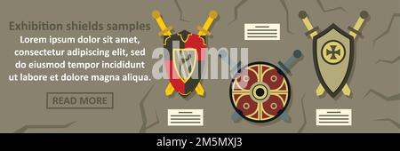 Heraldic shields examples banner horizontal concept. Flat illustration ...