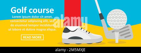Golf course banner horizontal concept. Flat illustration of golf course banner horizontal vector concept for web design Stock Vector