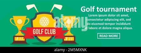 Golf tournament banner horizontal concept. Flat illustration of golf tournament banner horizontal vector concept for web design Stock Vector