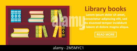 Library books banner horizontal concept. Flat illustration of library books banner horizontal vector concept for web design Stock Vector