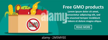 Free GMO products banner horizontal concept. Flat illustration of free GMO products banner horizontal vector concept for web design Stock Vector