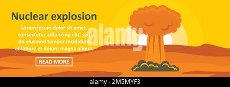 Nuclear explosion banner horizontal concept. Flat illustration of nuclear explosion banner horizontal vector concept for web design Stock Vector