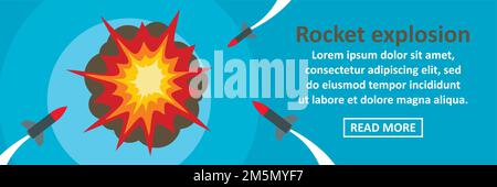 Rocket explosion banner horizontal concept. Flat illustration of rocket explosion banner horizontal vector concept for web design Stock Vector