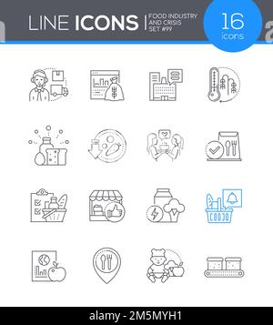 Food industry and crisis - line design style icons set Stock Vector