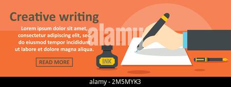 Creative writing banner horizontal concept. Flat illustration of creative writing banner horizontal vector concept for web design Stock Vector