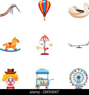 Entertainment for children icons set. Cartoon illustration of 9 entertainment for children vector icons for web Stock Vector
