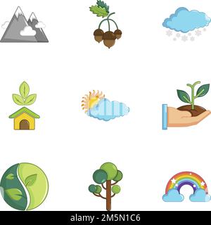 Ecology icons set. Cartoon set of 9 ecology vector icons for web isolated on white background Stock Vector