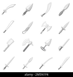 Steel arms icons set in monochrome style isolated on white background Stock Vector