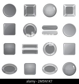 Blank web buttons icons set in monochrome style isolated on white background Stock Vector