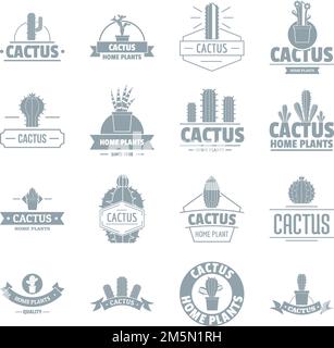 Cactus logo icons set. Simple illustration of 16 cactus logo vector icons for web Stock Vector
