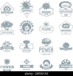Explosion power logo icons set. Simple illustration of 16 explosion power logo vector icons for web Stock Vector