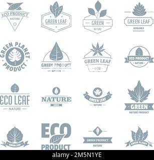 Eco leaf logo icons set. Simple illustration of 16 eco leaf logo vector icons for web Stock Vector