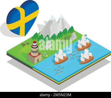 Finland concept banner. Isometric banner of finland vector concept for web, giftcard and postcard Stock Vector