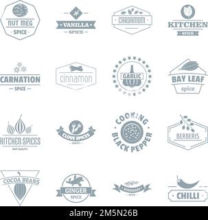 Spice logo icons set. Simple illustration of 16 spice logo vector icons for web Stock Vector