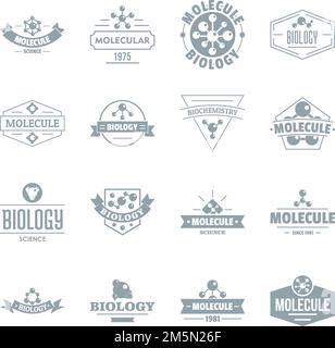 Molecule logo icons set. Simple illustration of 16 molecule logo vector icons for web Stock Vector