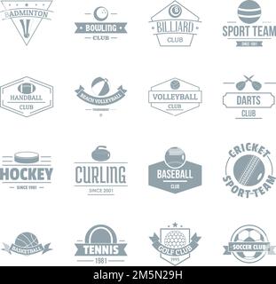 Sport balls logo icons set. Simple illustration of 16 sport balls logo vector icons for web Stock Vector