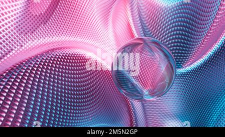 Abstract 3D colorful sphere in wiremesh background. 3D rendering modern backdrop illustration Stock Photo