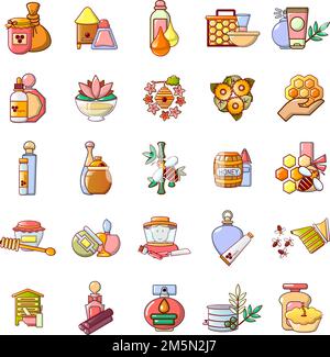 Honey icons set. Cartoon set of 25 honey vector icons for web isolated on white background Stock Vector