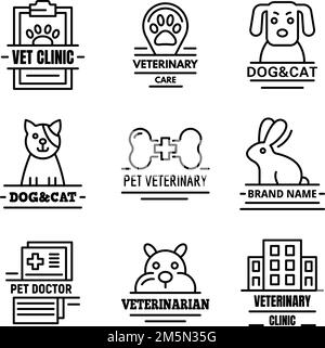 Veterinarian logo set. Outline set of veterinarian vector logo for web design isolated on white background Stock Vector