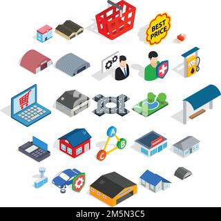 Homely icons set. Isometric set of 25 homely vector icons for web isolated on white background Stock Vector