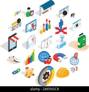 Interface sign icons set. Isometric set of 25 interface sign vector icons for web isolated on white background Stock Vector
