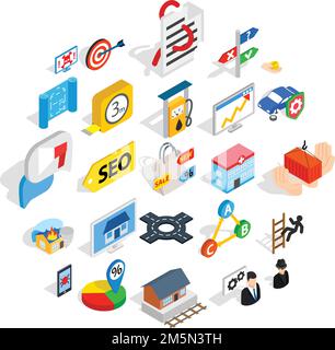Development interface icons set. Isometric set of 25 development interface vector icons for web isolated on white background Stock Vector