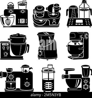 Food processor icons set. Simple set of food processor vector icons for web design on white background Stock Vector