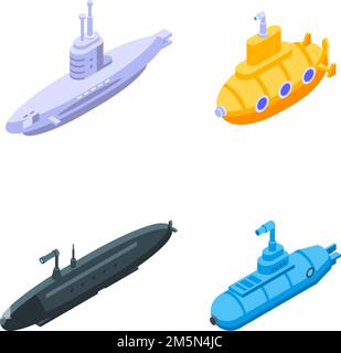 Periscope icons set. Isometric set of periscope vector icons for web design isolated on white background Stock Vector
