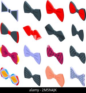 Bowtie icons set. Isometric set of bowtie vector icons for web design isolated on white background Stock Vector