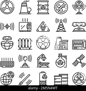 Radiation icons set. Outline set of radiation vector icons for web design isolated on white background Stock Vector
