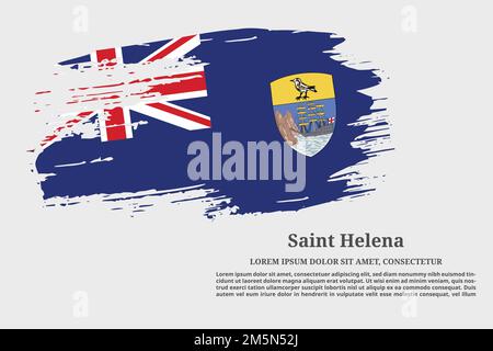 Saint Helena flag grunge brush and text poster, vector Stock Vector